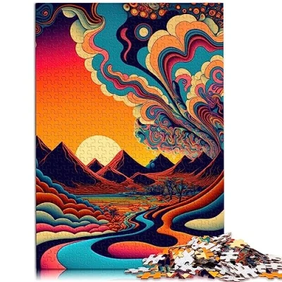 Image of Psychedelic jigsaw Puzzle 1000 Pieces puzzles forCardboard for Adults and Kids Age 12 Years Up /26 * 38cm.