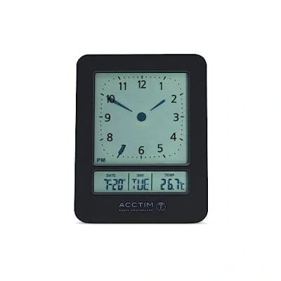 Image of Acctim Sinclair Digital Alarm Clock Radio Controlled Dual Couples Crescendo Date &amp; Temperature Display Black