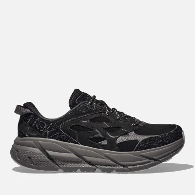 Image of HOKA Clifton Unisex Trainers, Size: 8, Black/satellite grey Leather