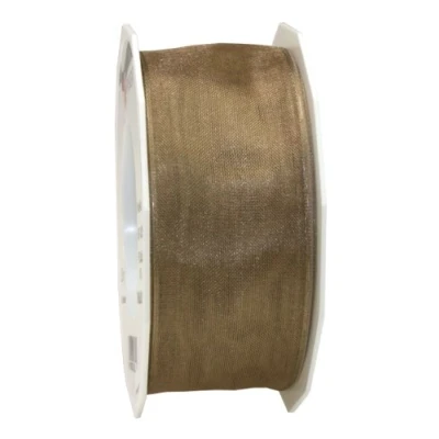 Image of C.E. Pattberg Präsent Four Seasons Organza wired edge Ribbon Taupe 40 mm width, 25 m length