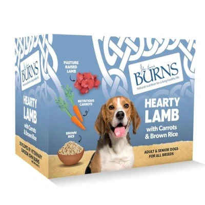 Image of Burns Pet Nutrition Natural Wet Dog Food For Adult &amp; Senior Dogs Hearty Lamb, Carrots Organic Brown Rice (6 x 395g)