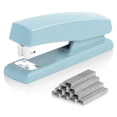 Image of Deli Stapler, Desktop Staplers with 640 Staples, Office 25 Sheet Capacity, Blue