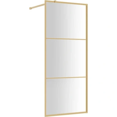 Image of vidaXL Walk in Shower Wall with Clear ESG Glass Gold 80x195 cm