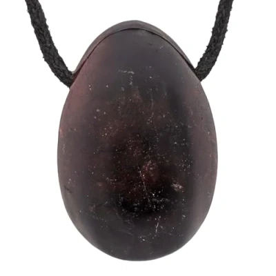 Image of Lebensquelle Plus Teardrop Pendant with Pierced Headstone Leather Cord, Halbedelstein, Garnet, Garnet