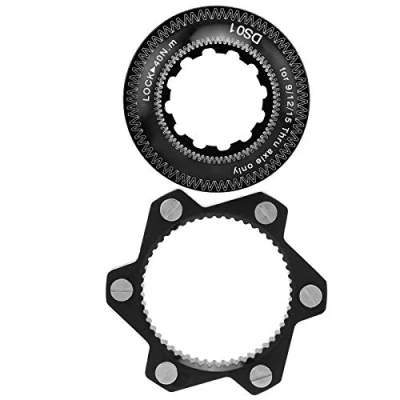 Image of Bike Brake Center Lock Aluminium Alloy 6 Bolts Bicycle Disc Rotor Adapter Set for Mountain Bike(Black)
