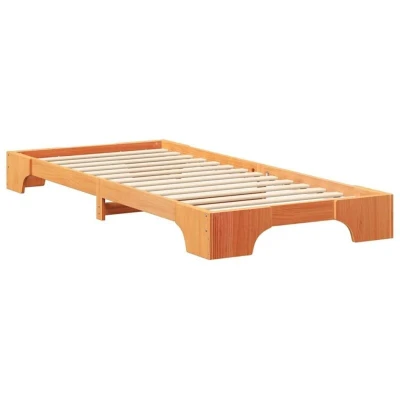 Image of vidaXL Floor Bed Frame with Storage Brown 100 x 210 cm Solid pine wood