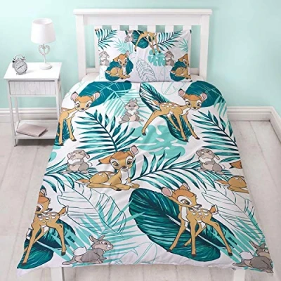 Image of Official Bambi Palm Single Duvet Cover Rescue Design Reversible Two Sided Bedding Featuring &amp; Thumper With Matching Pillow Case