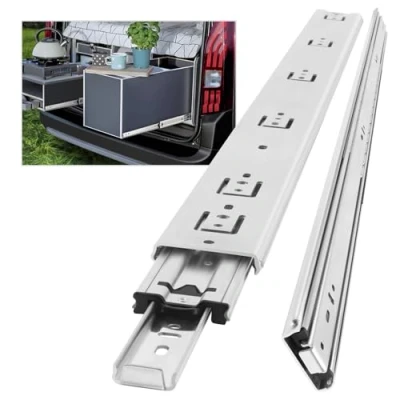 Image of AOLISHENG Heavy Duty Drawer Runners Strong Slides Without Lock Draw 600mm, Load Capacity 60Kg, Side Mount 1 Pair, 24 Inch
