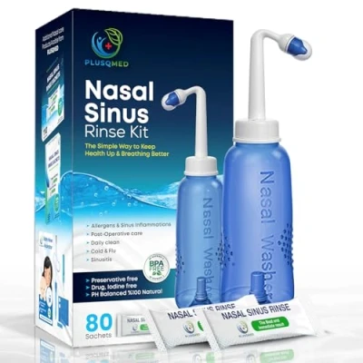Image of 80 x Nasal Rinse Salt + Neti Pot Bottle 300 ml, Sinus Kit, Wash,Sinus Rinse,Neti Pot,Sinus Kit,Sinus sachets,Sinus Salt,Nasal wash Salt.