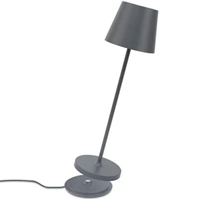 Image of K Bright LED Table Lamp with Contact Charging Base 2W 3000K Rechargeable IP54 Outdoor/Indoor Dark Grey