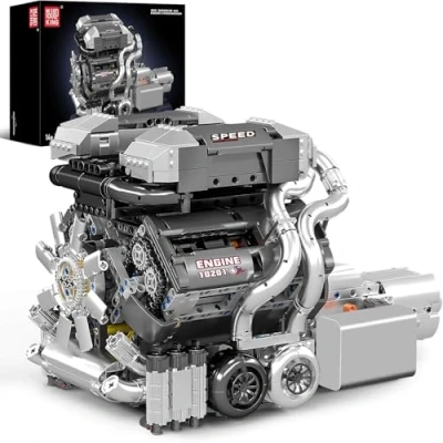 Image of Mould King 10201 W16 Engine Building Blocks Sets, Build a Model Kit That Runs, MOC Engineering Kit, 2024 PCS STEM Toys for Kids/Adults