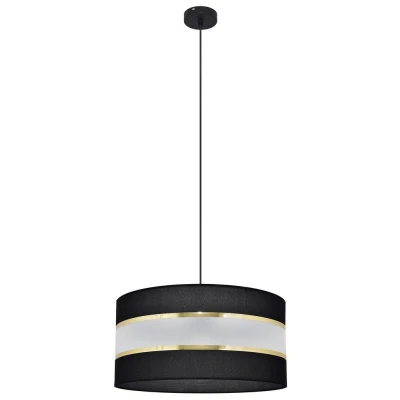 Image of Helen Cylindrical Pendant Ceiling Light Black, Gold 40cm