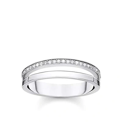 Image of THOMAS SABO ring double white stones silver 925 sterling TR2316 051 14 54