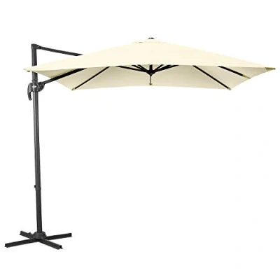 Image of CHRISTOW 2.5m Square Cantilever Parasol, Hanging Banana Umbrella, Outdoor Patio Garden, UV Resistant, Tilt &amp; Rotate