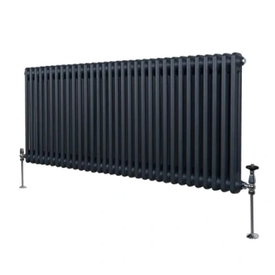 Image of Traditional 2 Column Radiator 600mm x 1462mm Modern Central Heating Heater Matt Anthracite Grey Carbon Steel Horizontal Wall Mounted Kitchen Living Room Bathroom Cleaning Brush Fixing Kit &amp; Brackets