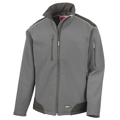 Image of Result R124A Ripstop Softshell Workwear Jacket Grey/Black, 2X Large
