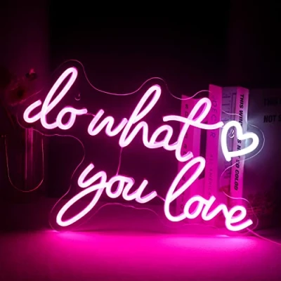 Image of SIGNSHIP Do What You Love Neon Signs Pink Led Words Light Wall Decorative Sweet Letter Sign for Bedroom Bar Wedding Birthday Party Valentine&#039;s Day Christmas Decor Gift