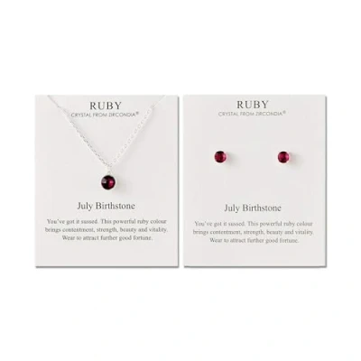 Image of Philip Jones July (Ruby) Birthstone Necklace &amp; Earrings Set Created with Zircondia® Crystals