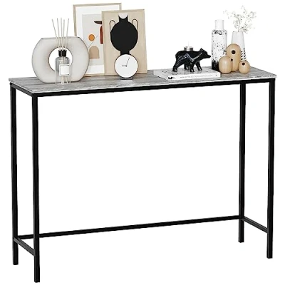 Image of Vida Designs Brooklyn Console Table Hallway Living Room Rustic Shelf Industrial Storage Furniture (Grey, No Drawer)