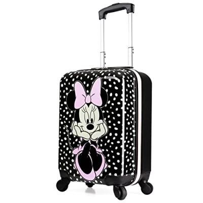 Image of Disney Minnie Mouse Hard Shell Suitcase, 49 x 33 22, 30L Capacity, 4 Spinner Wheels Travel Essentials (S/49cm 30L, Black)
