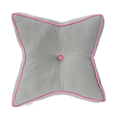 Image of HOMESCAPES Grey and Pink Star Floor Cushion Large Decorative Children’s &amp; Garden Seat Pad, Pre Filled 100% Cotton Indoor Outdoor Cushion, 48cm