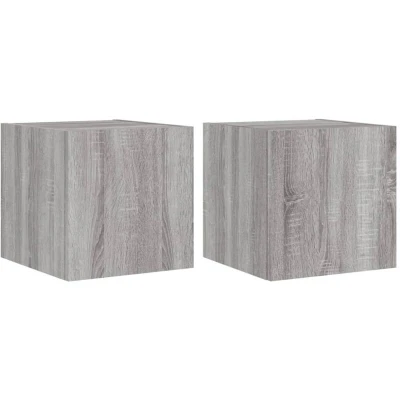 Image of vidaXL TV Wall Cabinets with LED Lights 2 pcs Grey Sonoma 30.5x35x30 cm