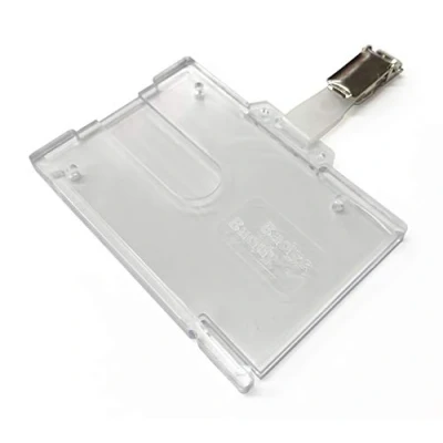 Image of 2 x Badge Buddy with ID Crocodile Clip Horizontal Double Identity Card Pass Holder PCL Media ltd