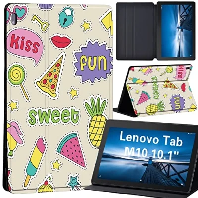 Image of Cartoon Case for Lenovo Tab M10 TB X605F/ X605L/ X505F/ X505L Leather Tri Fold Stand Cover 10.1 Inch Tablet (sweet summer fun)