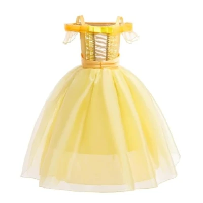 Image of Lito Angels Princess Belle Costume Fancy Dress Up Birthday Party Outfit for Girls Kids Age 4 5 Years Yellow