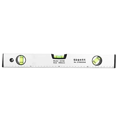 Image of Hilitand Spirit Level Ruler, 400 mm Silver Aluminum Alloy Magnetic High Precision Bubble Wallpaper Ruler with Scale