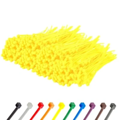Image of Gocableties Small Yellow Cable Ties, 100mm x 2.5mm, Bulk Pack of 1000, 4 Premium Nylon Zip Plastic Tie Wraps, Secure Self Locking Mechanism, for Home, Garden, Office and DIY