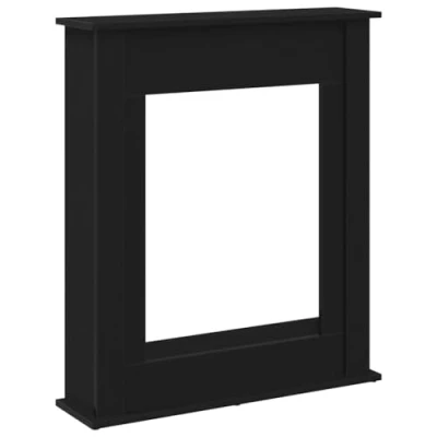 Image of vidaXL Fireplace Surround Mantel Black Oak Engineered Wood 75x20x87.5 cm For Electric LED Flames Living Room Decor Frame