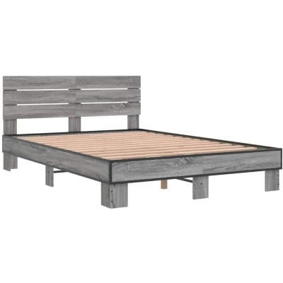 Image of vidaXL Bed Frame without Mattress Grey Sonoma 120x190 cm Small Double