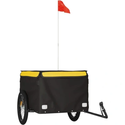 Image of vidaXL Bike Trailer Black and Yellow 45 kg Iron