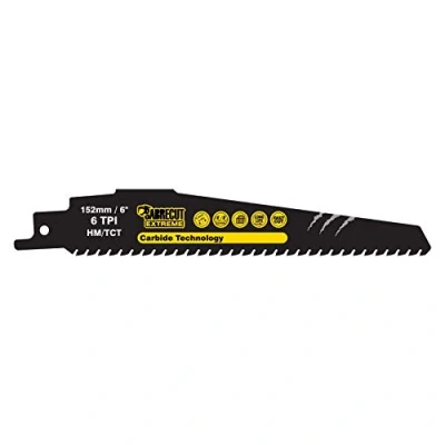 Image of 1 x SabreCut SCRS940HM Tungsten Carbide 152mm 6 TPI S940HM Aerated Concrete Brick Plastic and Metal Straight Cutting Reciprocating Sabre Saw Blade Compatible with Bosch Dewalt Makita Many Others