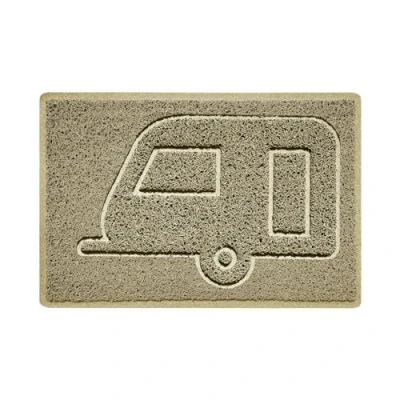Image of Nicoman CARAVAN Embossed Shape Door Mat Dirt Trapper Jet Washable Doormat (Use Indoor or Sheltered Outdoor) (60x40cm/23.6x15.7inches, Small) Beige
