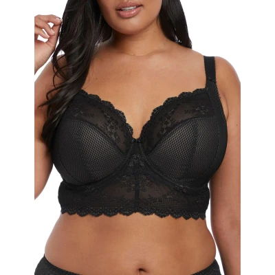 Image of Elomi Women&#039;s Charley Longline Underwire Bralette Plunge Bra, Opaque, Black, 34GG US