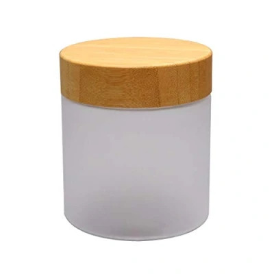 Image of 250Gram/ML Refillable Glass Jars with Liners and Environmental Bamboo Lids Frosted Cream Bottle Pot Cosmetic Comtainer