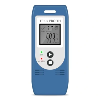 Image of ThermElc TE 02 Pro TH Temperature Humidity Logger with Auto CSV &amp; PDF Reports, Compare Multi Devices Data, Monitor Cold Frozen Storage Calibration Certificate Recorder