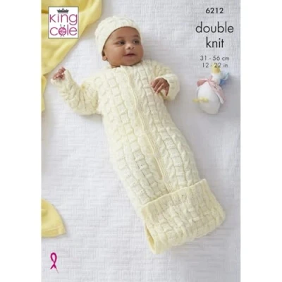 Image of King Cole Baby Double Knit Knitting Pattern Sweater Jacket Sleeping Bag &amp; Hat (6212)