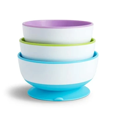 Image of Munchkin Stay Put Baby Suction Bowl Set Bowls for Weaning Feeding Dish Pack Babies &amp; Toddlers 6 Months+BPA Free Microwave/Dishwasher Safe 3