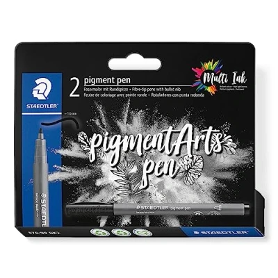Image of STAEDTLER 376 99 BK2 Pigment Arts Bullet Tip Pen Intense Black (Blister of 2)