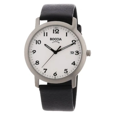 Image of Boccia Men&#039;s Titanium Leather Strap Watch B3544 01