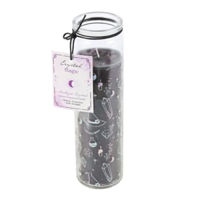 Image of Jasmine Scented Candle with Amethyst Crystals, 7 Hour Burn, Crystal Witch Design, Vegan Paraffin Wax, Mystical Decor for Spiritual Energy, Eco Friendly &amp; Witchcraft Enthusiasts