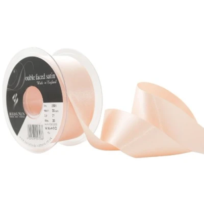 Image of Berisfords Double Satin Ribbon, Peach, 35 mm