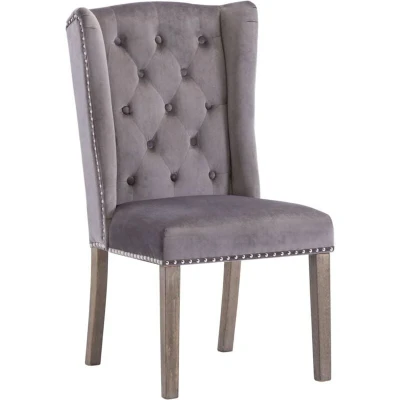 Image of vidaXL Dining Chair Grey Velvet