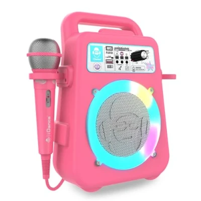 Image of iDance K2V2 Wireless Karaoke Party Speaker with Disco Lighting, 50W Extra Bass, Bluetooth, and Wired Microphone Included