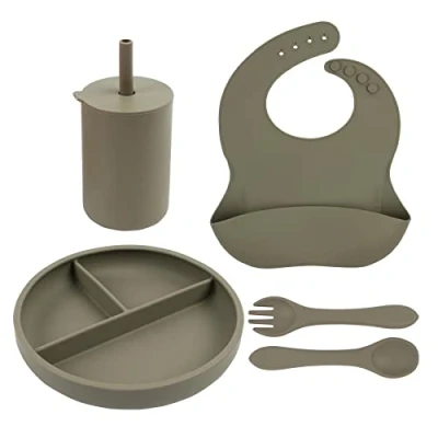 Image of Tiny Dining Baby Silicone Suction Weaning Set Silver Sage 5pc