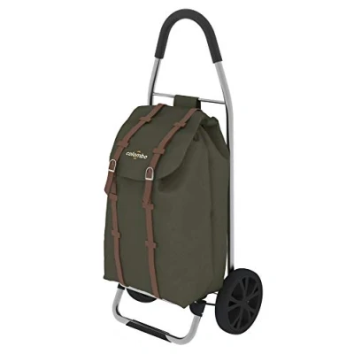Image of Colombo Dakar Steel Shopping Trolley, Iron Polyester Plastic, Army Green, One Size