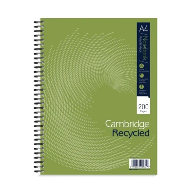 Image of Cambridge Recycled Ruled Wirebound Notebook 200 Pages A4+ (3 Pack)